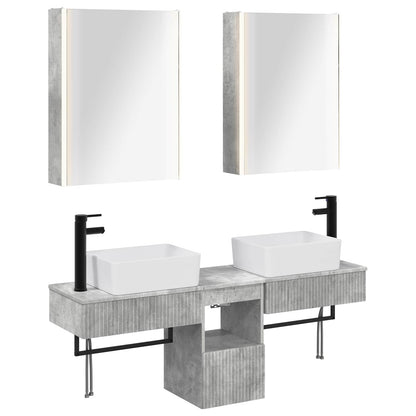 Bathroom Cabinet Set 5 pcs Concrete Grey 53 x 15.5 x 70 cm