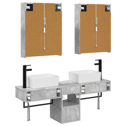 Bathroom Cabinet Set 5 pcs Concrete Grey 53 x 15.5 x 70 cm