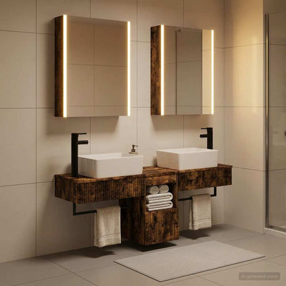 Bathroom Cabinet Set 5 pcs Smoked Oak 53 x 15.5 x 70 cm
