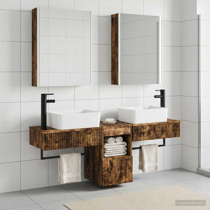 Bathroom Cabinet Set 5 pcs Smoked Oak 53 x 15.5 x 70 cm