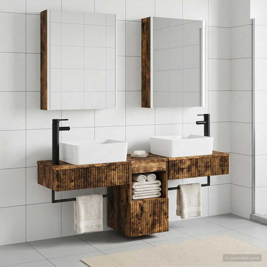Bathroom Cabinet Set 5 pcs Smoked Oak 53 x 15.5 x 70 cm