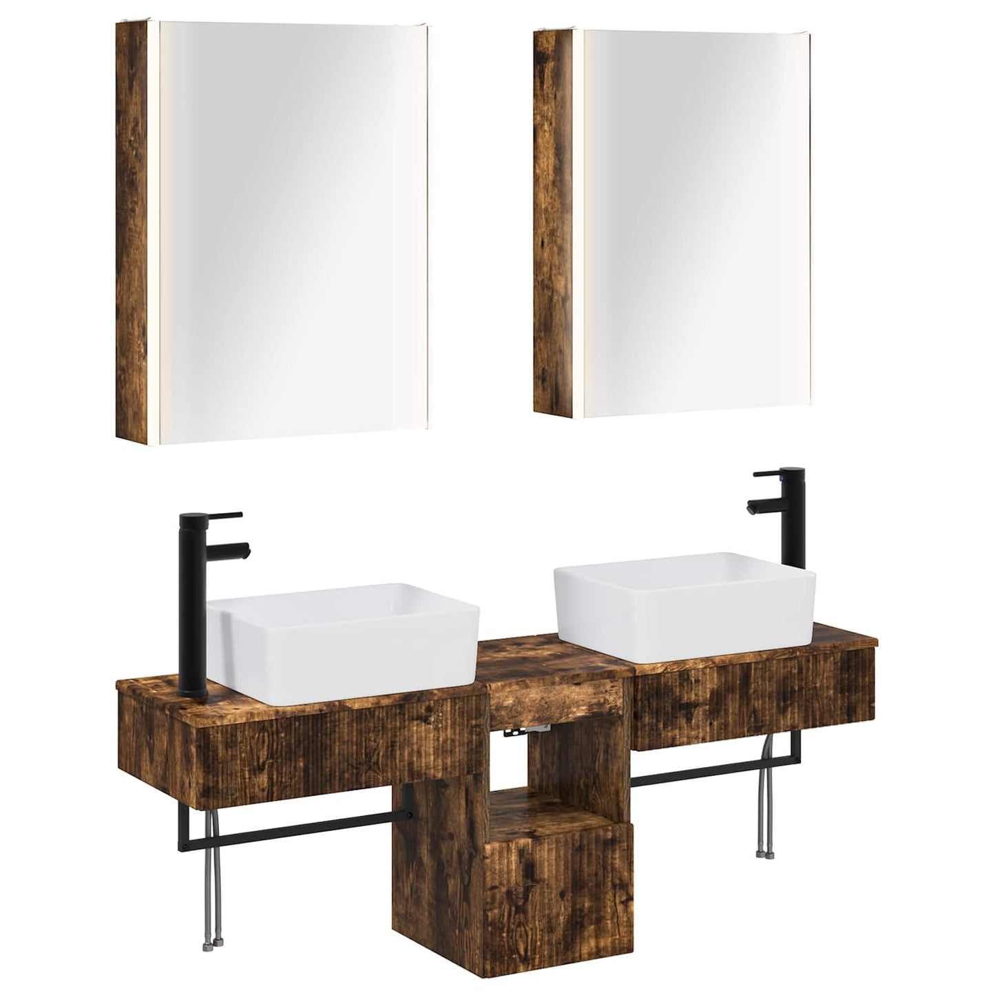 Bathroom Cabinet Set 5 pcs Smoked Oak 53 x 15.5 x 70 cm