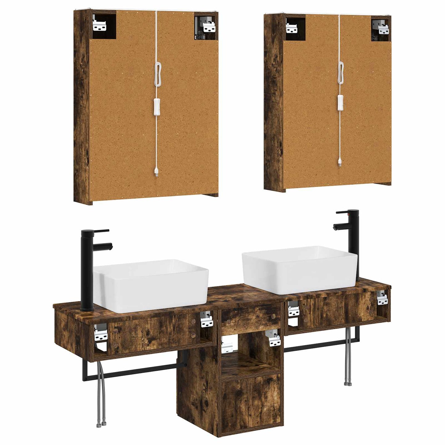 Bathroom Cabinet Set 5 pcs Smoked Oak 53 x 15.5 x 70 cm