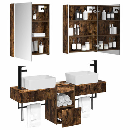 Bathroom Cabinet Set 5 pcs Smoked Oak 53 x 15.5 x 70 cm