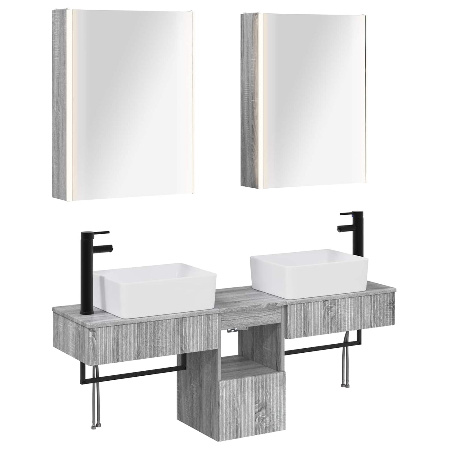 Bathroom Cabinet Set 5 pcs Grey Sonoma 53 x 15.5 x 70 cm
