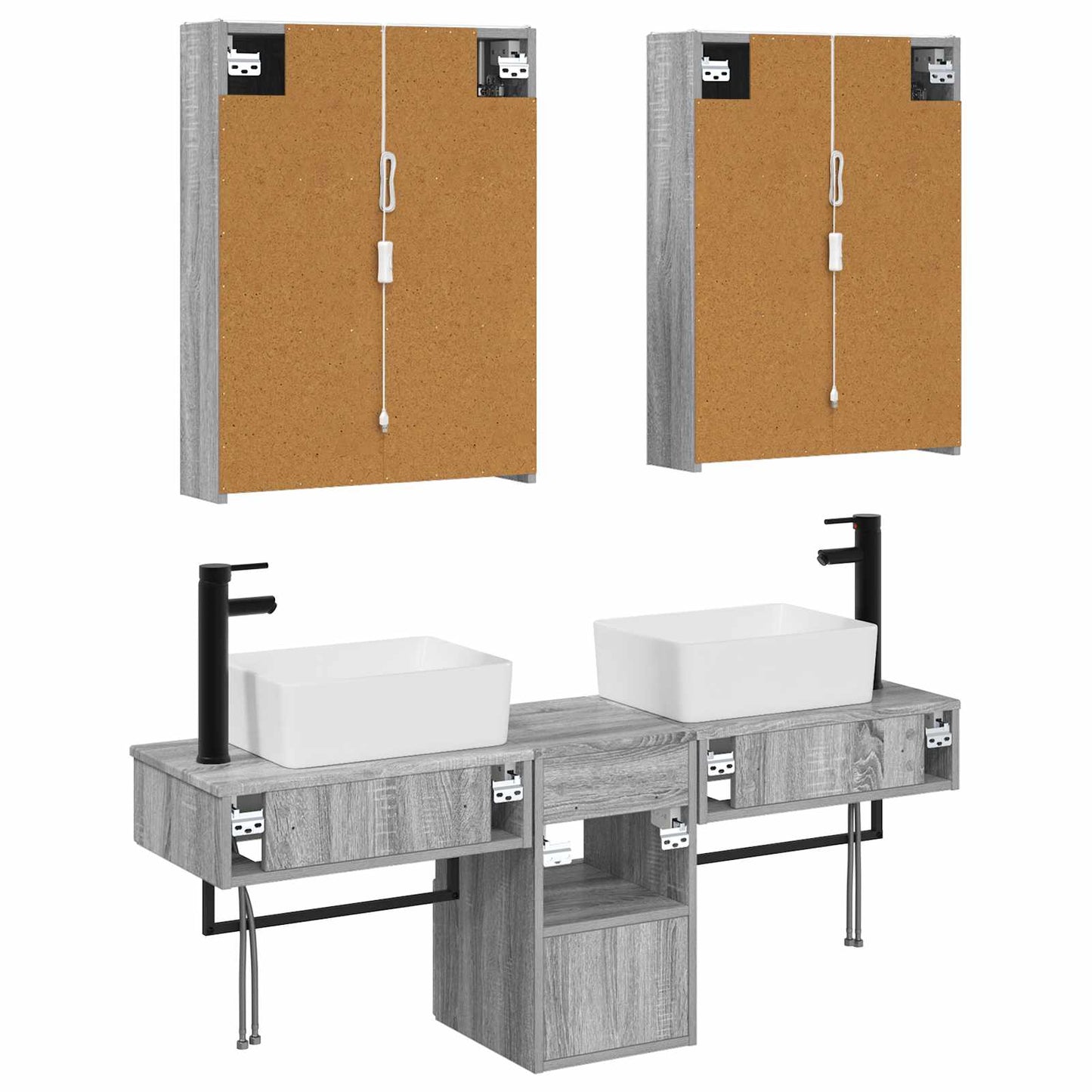 Bathroom Cabinet Set 5 pcs Grey Sonoma 53 x 15.5 x 70 cm