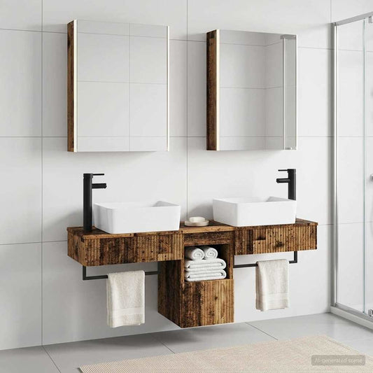 Bathroom Cabinet Set 5 pcs Old Wood 53 x 15.5 x 70 cm