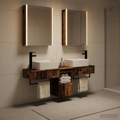 Bathroom Cabinet Set 5 pcs Old Wood 53 x 15.5 x 70 cm