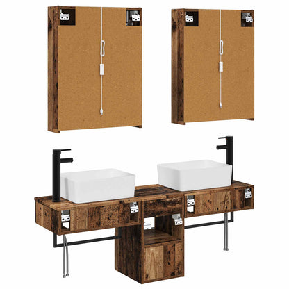 Bathroom Cabinet Set 5 pcs Old Wood 53 x 15.5 x 70 cm