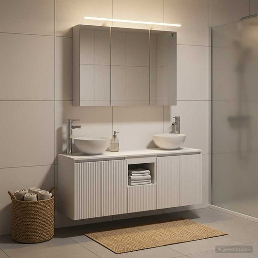 Bathroom Cabinet Set 4 pcs White 100 x 14.5 x 70 cm