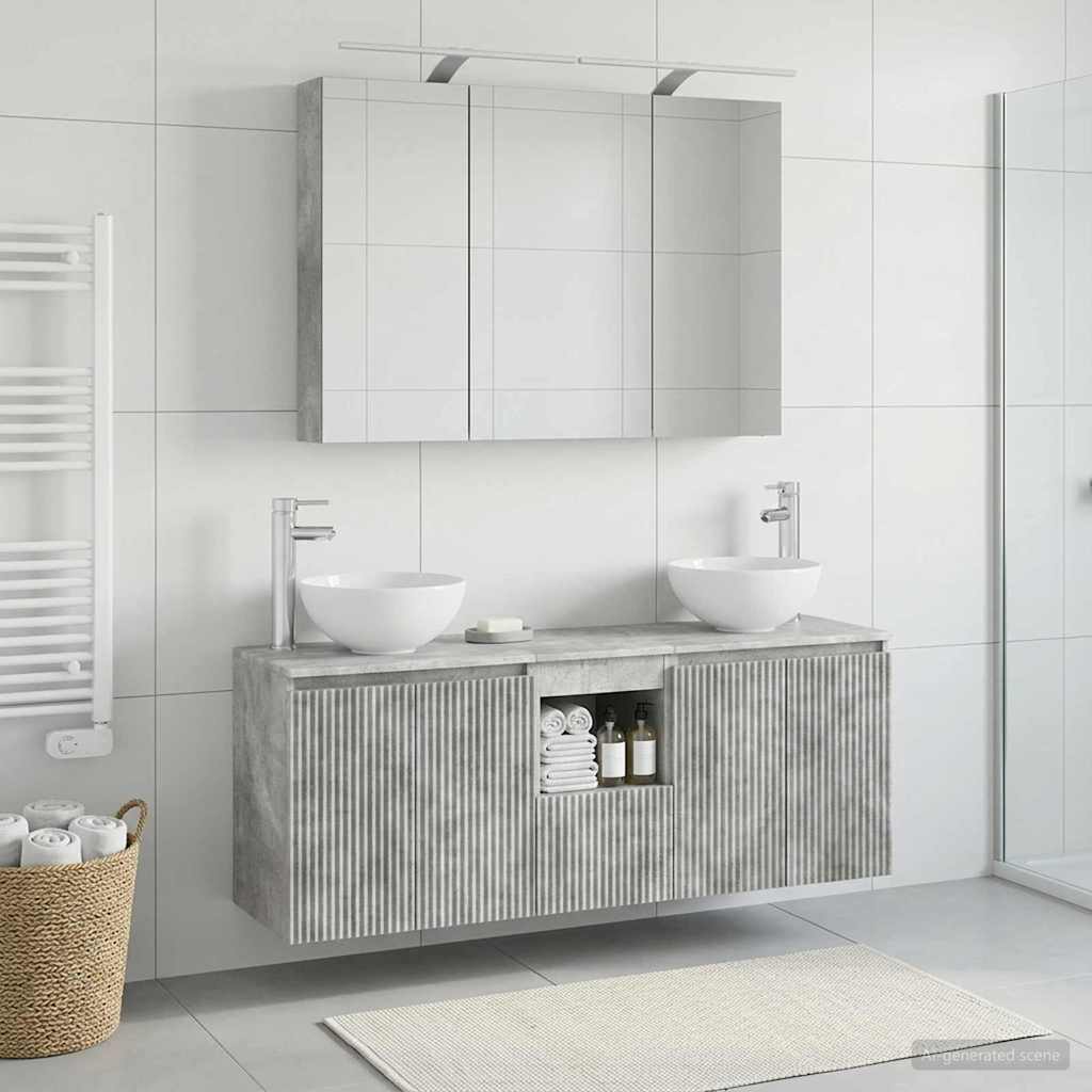 Bathroom Cabinet Set 4 pcs Concrete Grey 100 x 14.5 x 70 cm