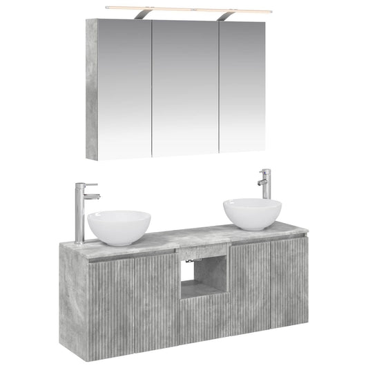 Bathroom Cabinet Set 4 pcs Concrete Grey Engineered Wood