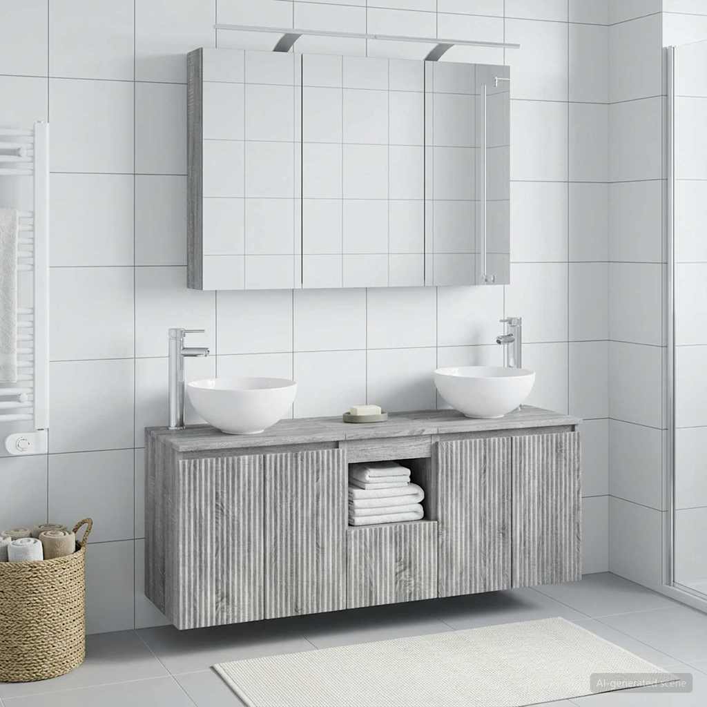 Bathroom Cabinet Set 4 pcs Grey Sonoma Engineered Wood