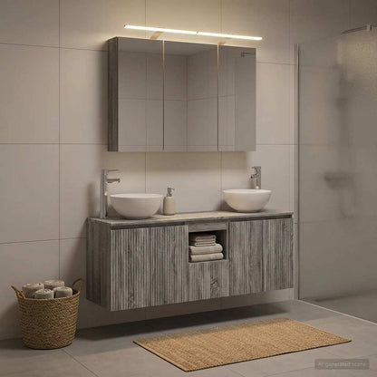 Bathroom Cabinet Set 4 pcs Grey Sonoma 100 x 14.5 x 70 cm