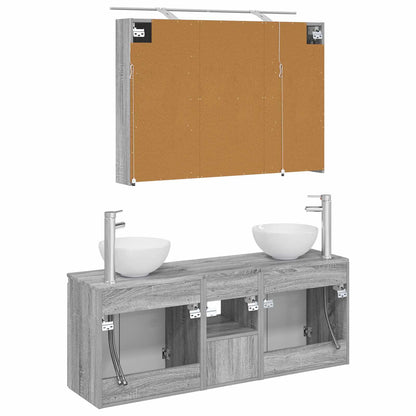 Bathroom Cabinet Set 4 pcs Grey Sonoma 100 x 14.5 x 70 cm