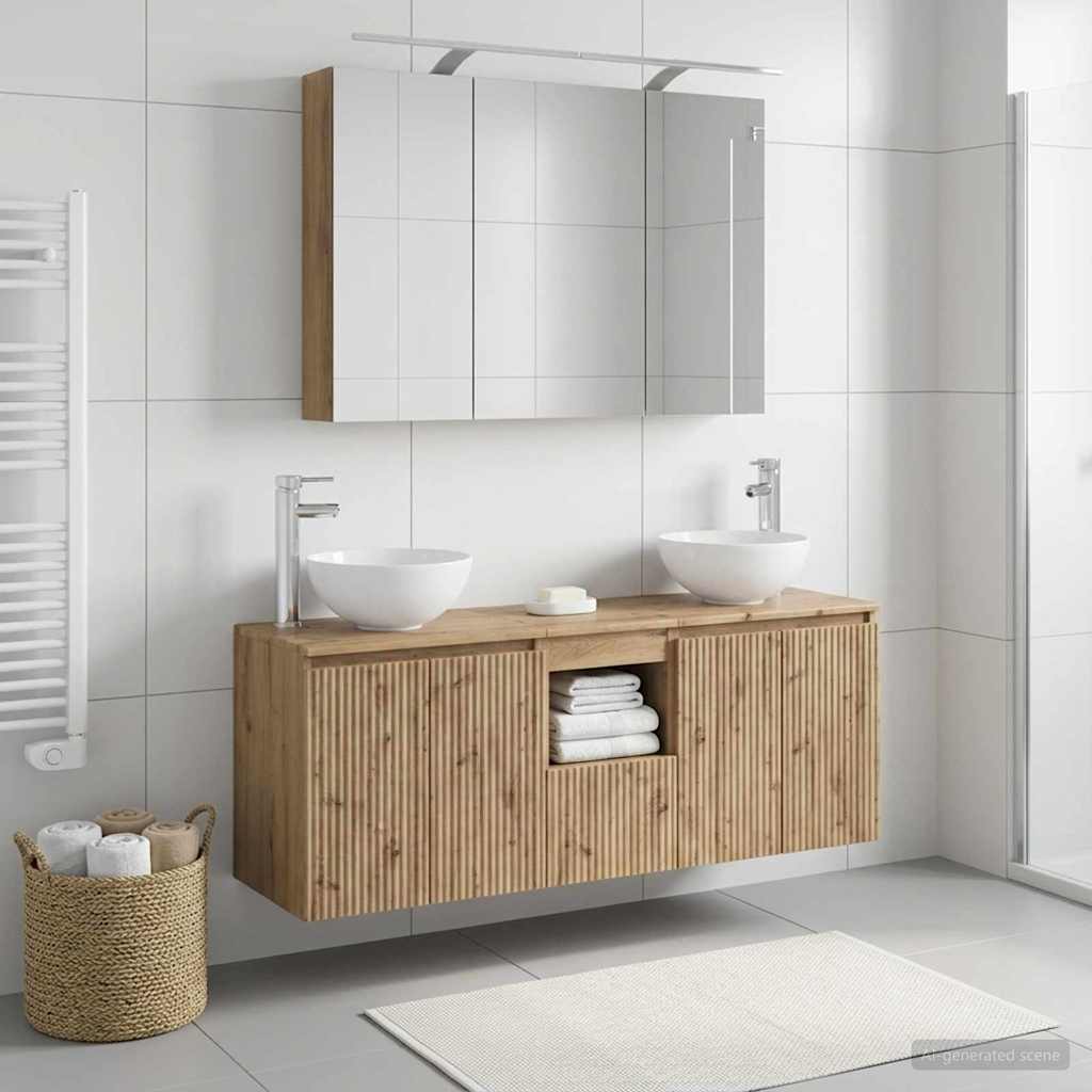 Bathroom Cabinet Set 4 pcs Artisan Oak 100 x 14.5 x 70 cm