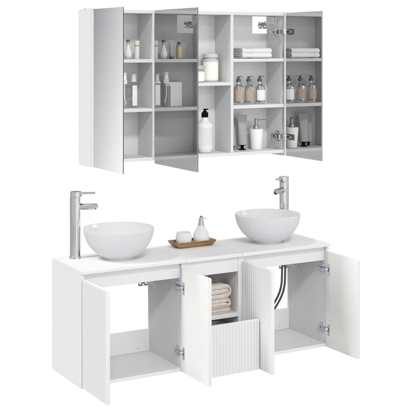 Bathroom Cabinet Set 4 pcs White 103.5 x 15.5 x 70 cm