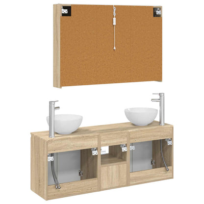 Bathroom Cabinet Set 4 pcs Sonoma Oak 103.5 x 15.5 x 70 cm