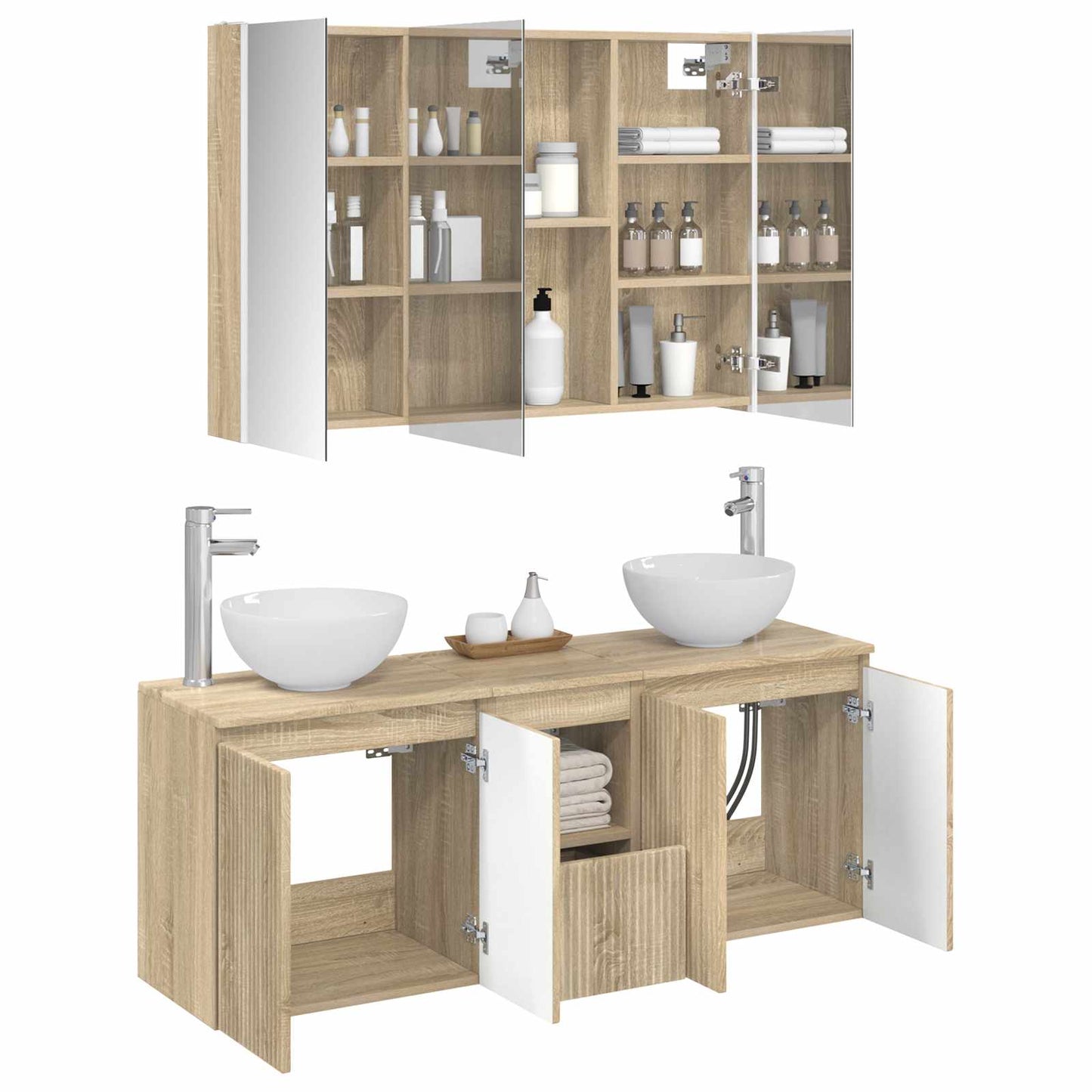 Bathroom Cabinet Set 4 pcs Sonoma Oak 103.5 x 15.5 x 70 cm