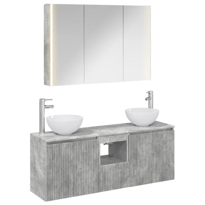 Bathroom Cabinet Set 4 pcs Concrete Grey 103.5 x 15.5 x 70 cm