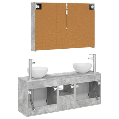 Bathroom Cabinet Set 4 pcs Concrete Grey 103.5 x 15.5 x 70 cm