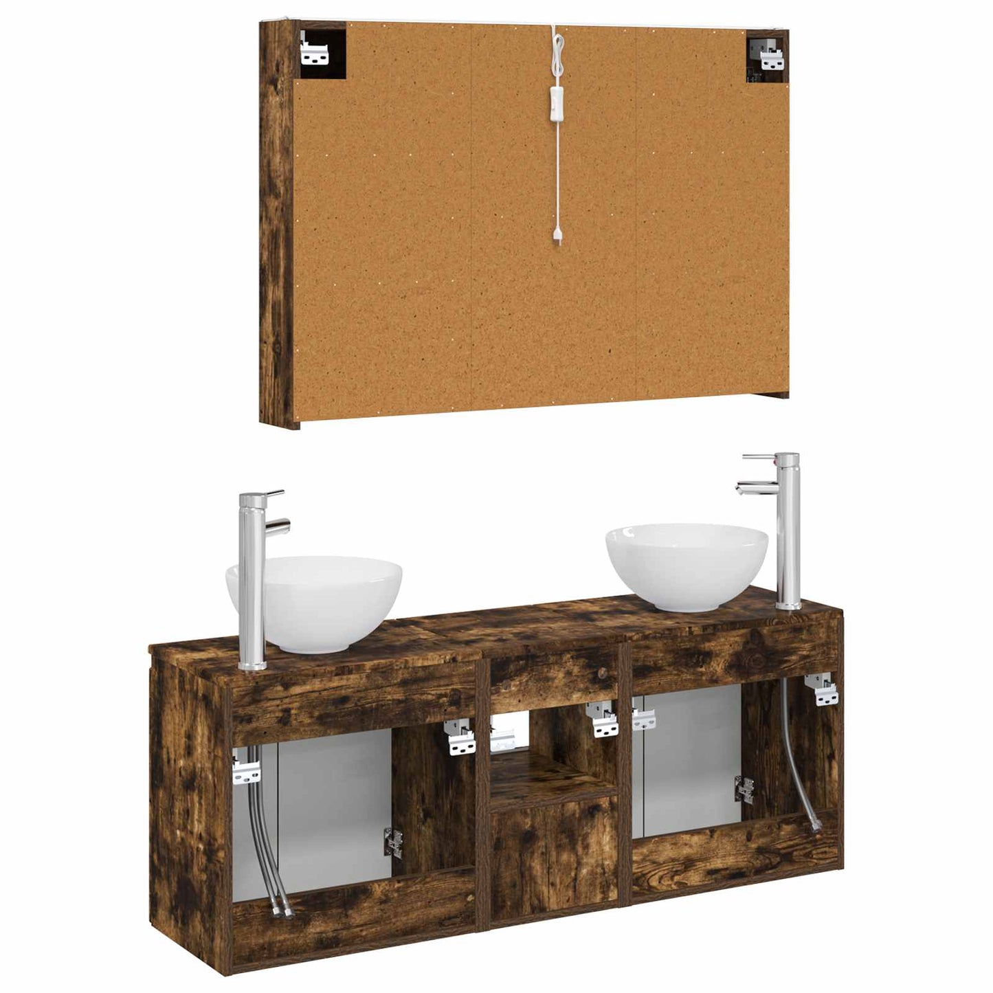 Bathroom Cabinet Set 4 pcs Smoked Oak 103.5 x 15.5 x 70 cm