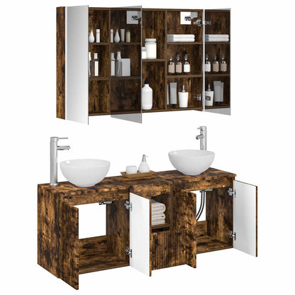 Bathroom Cabinet Set 4 pcs Smoked Oak 103.5 x 15.5 x 70 cm