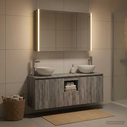 Bathroom Cabinet Set 4 pcs Grey Sonoma 103.5 x 15.5 x 70 cm