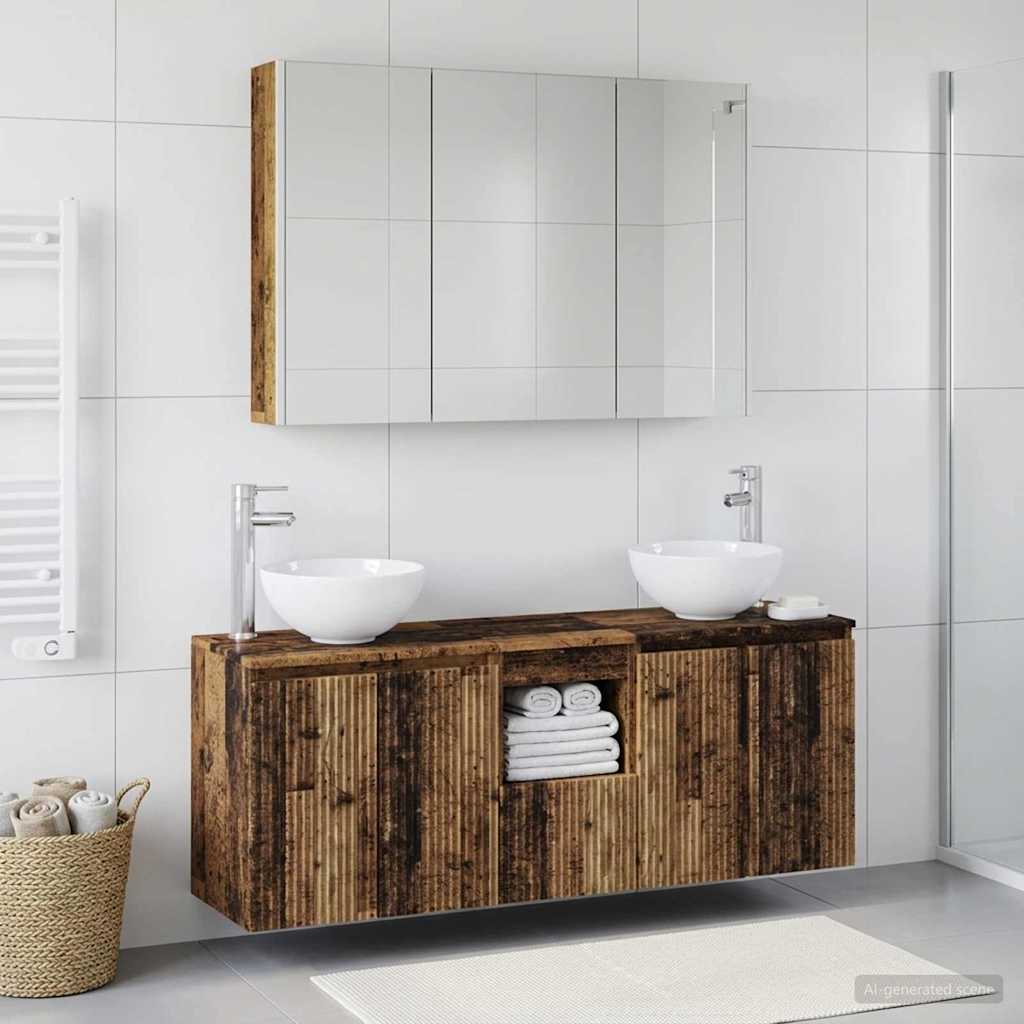 Bathroom Cabinet Set 4 pcs Old Wood 103.5 x 15.5 x 70 cm