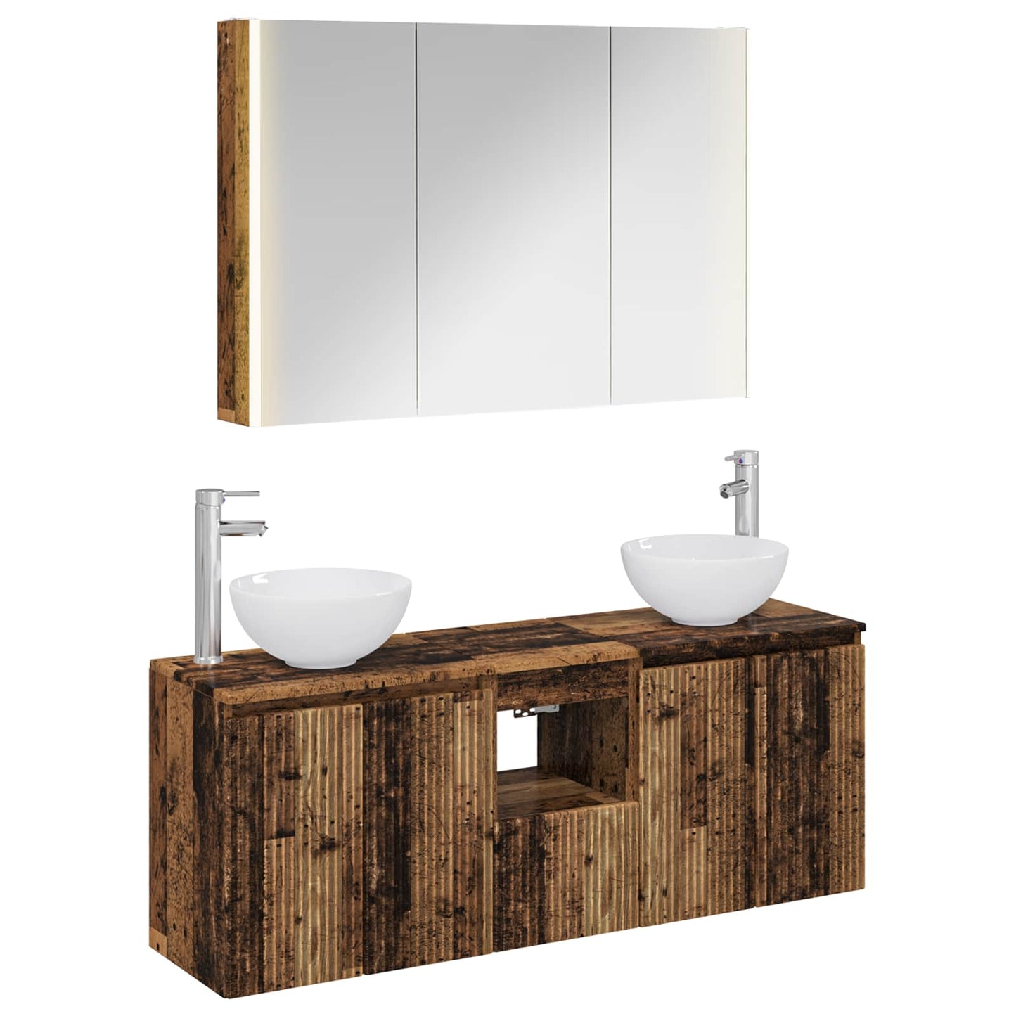 Bathroom Cabinet Set 4 pcs Old Wood 103.5 x 15.5 x 70 cm