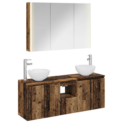 Bathroom Cabinet Set 4 pcs Old Wood 103.5 x 15.5 x 70 cm