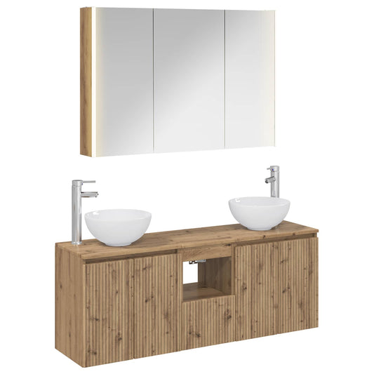 Bathroom Cabinet Set 4 pcs Artisan Oak 103.5 x 15.5 x 70 cm