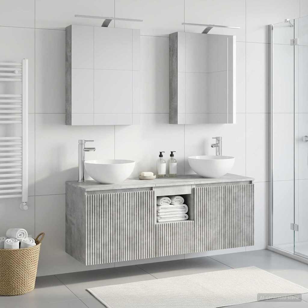 Bathroom Cabinet Set 5 pcs Concrete Grey 50 x 14.5 x 70 cm