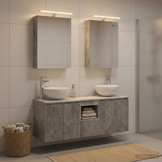 Bathroom Cabinet Set 5 pcs Concrete Grey 50 x 14.5 x 70 cm