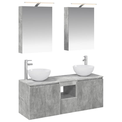Bathroom Cabinet Set 5 pcs Concrete Grey 50 x 14.5 x 70 cm