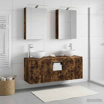 Bathroom Cabinet Set 5 pcs Smoked Oak 50 x 14.5 x 70 cm