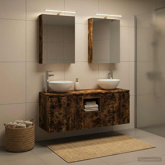 Bathroom Cabinet Set 5 pcs Smoked Oak 50 x 14.5 x 70 cm