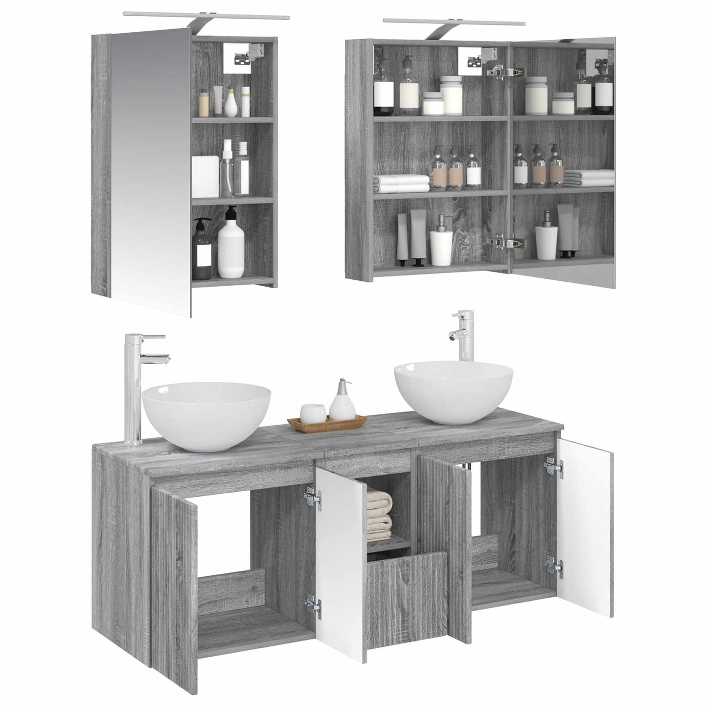 Bathroom Cabinet Set 5 pcs Grey Sonoma 50 x 14.5 x 70 cm