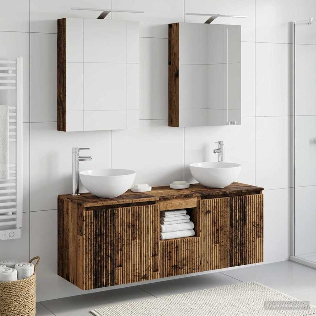Bathroom Cabinet Set 5 pcs Old Wood 50 x 14.5 x 70 cm