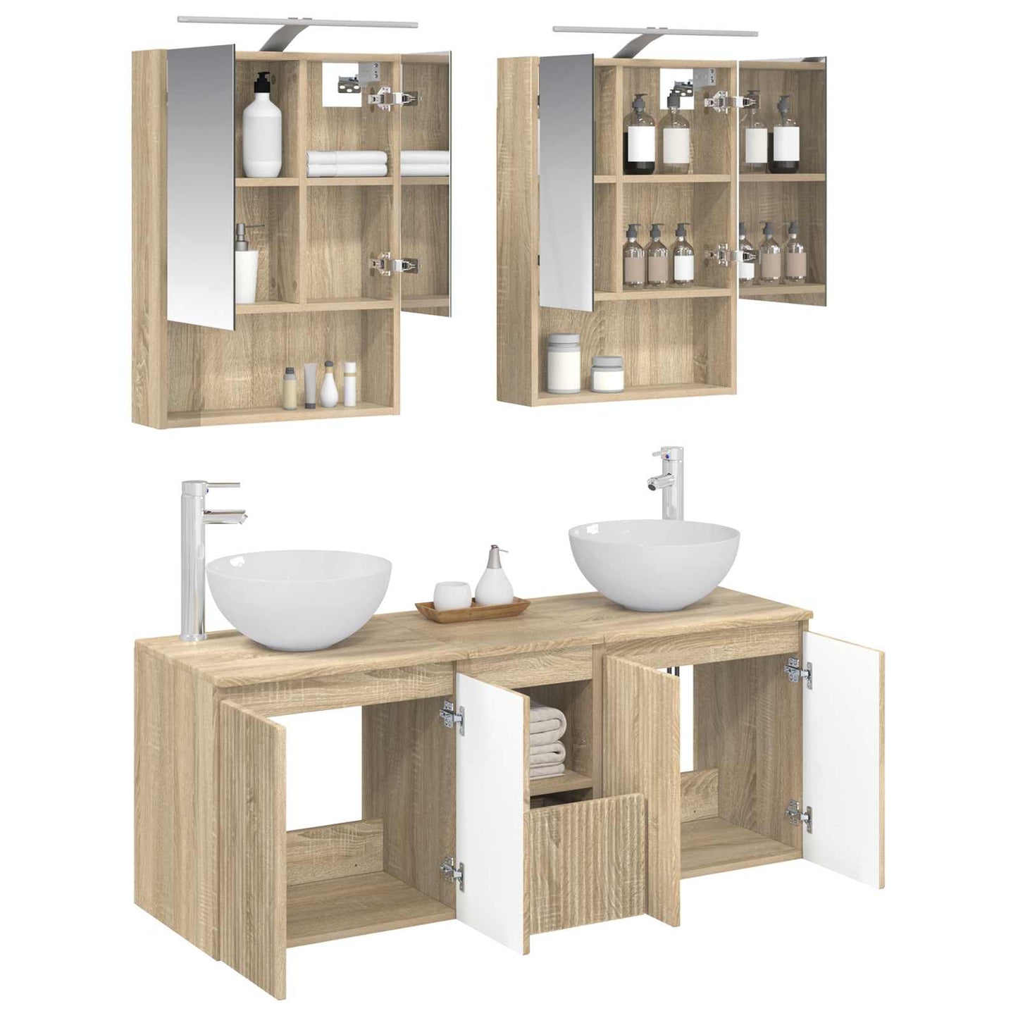 Bathroom Cabinet Set 5 pcs Sonoma Oak 50 x 14.5 x 70 cm