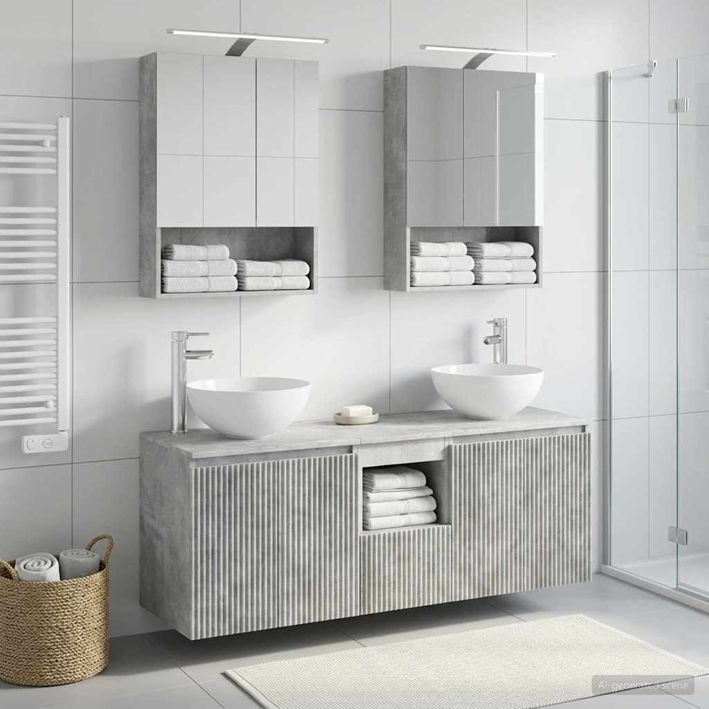 Bathroom Cabinet Set 5 pcs Concrete Grey 50 x 14.5 x 70 cm