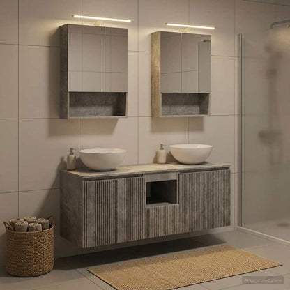 Bathroom Cabinet Set 5 pcs Concrete Grey 50 x 14.5 x 70 cm