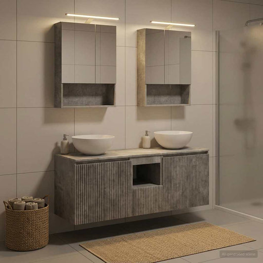Bathroom Cabinet Set 5 pcs Concrete Grey 50 x 14.5 x 70 cm
