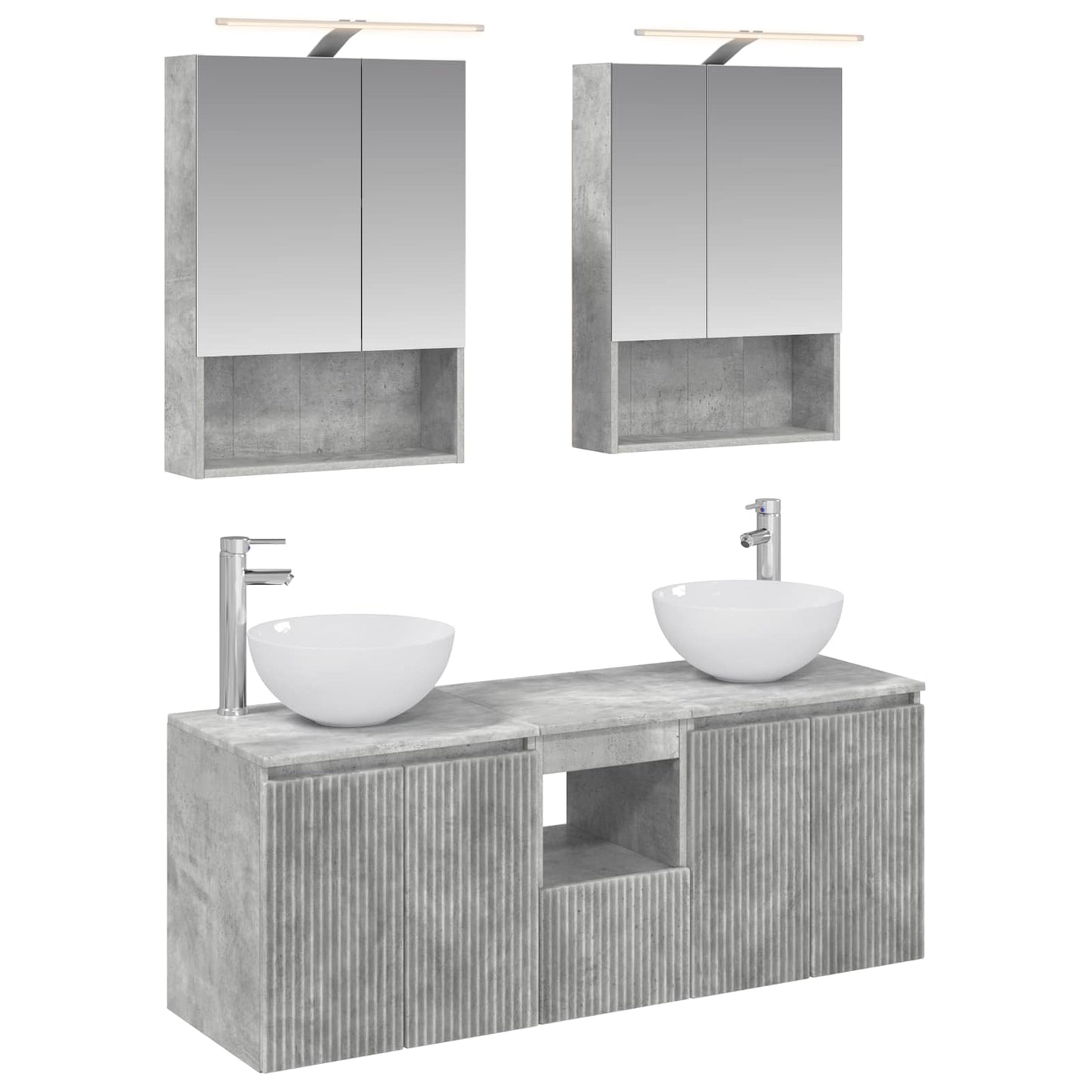 Bathroom Cabinet Set 5 pcs Concrete Grey 50 x 14.5 x 70 cm