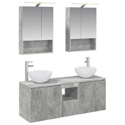 Bathroom Cabinet Set 5 pcs Concrete Grey 50 x 14.5 x 70 cm