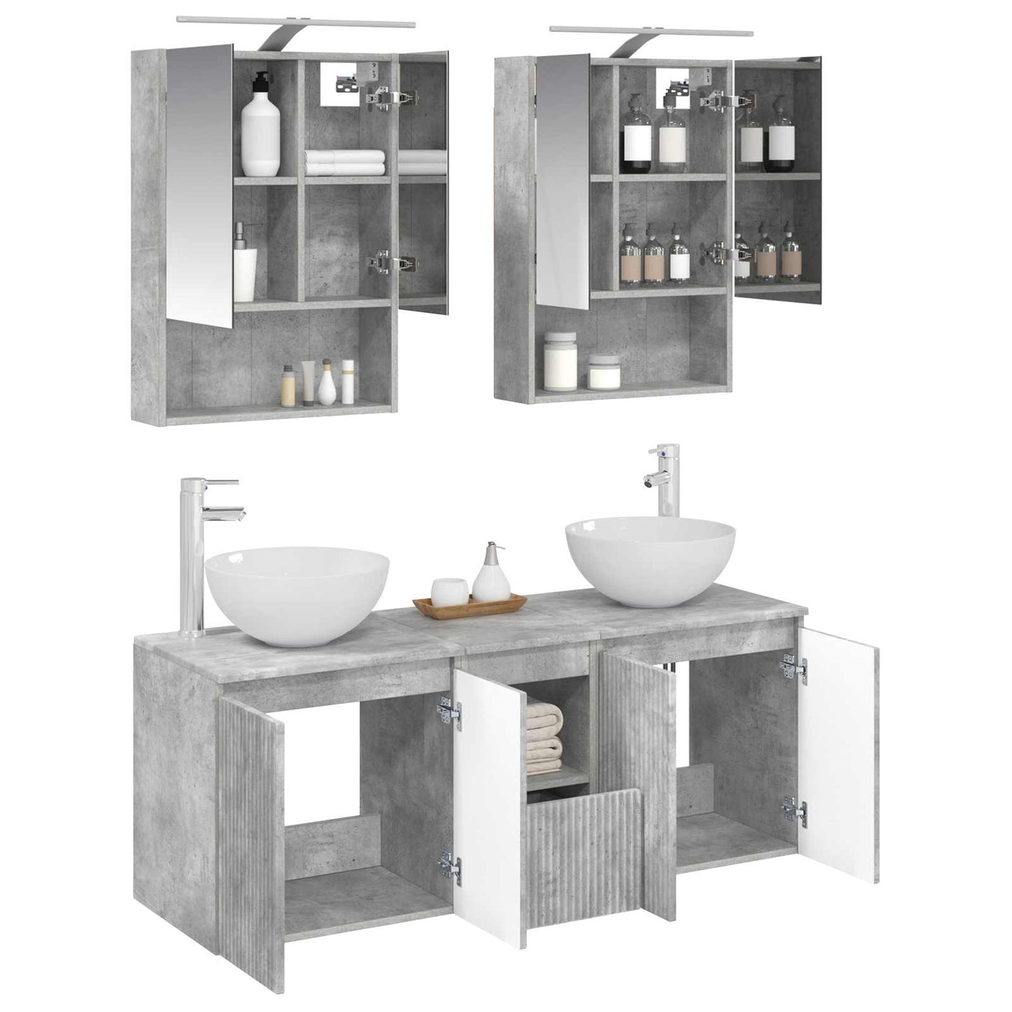 Bathroom Cabinet Set 5 pcs Concrete Grey 50 x 14.5 x 70 cm