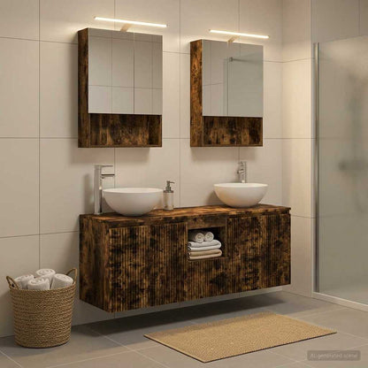 Bathroom Cabinet Set 5 pcs Smoked Oak Engineered Wood