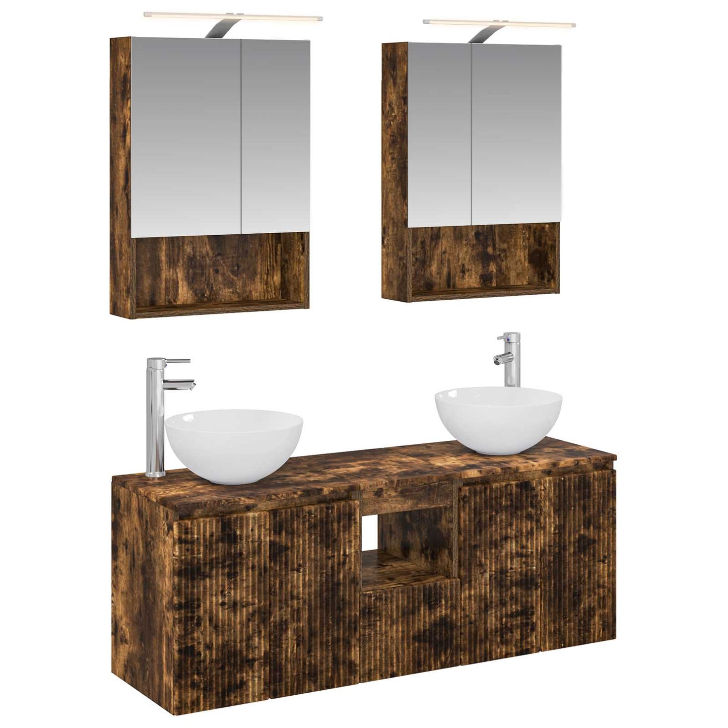 Bathroom Cabinet Set 5 pcs Smoked Oak 50 x 14.5 x 70 cm