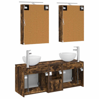 Bathroom Cabinet Set 5 pcs Smoked Oak 50 x 14.5 x 70 cm