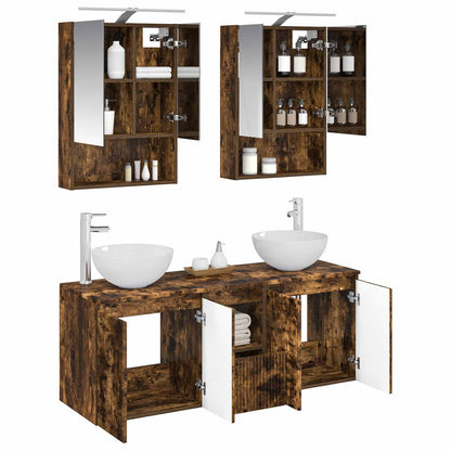 Bathroom Cabinet Set 5 pcs Smoked Oak 50 x 14.5 x 70 cm